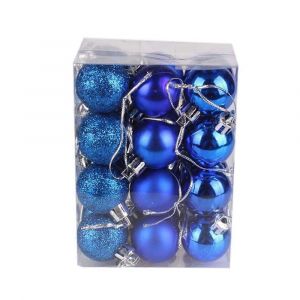 24 Pcs 1.18"" Incassable Boules de No&euml;l Ornements, Bleu, Arbre de No&euml;l D&eacute;corations Pendentif Tentures pour les F&ecirc;tes (Compatible avec MOQLOM) - Neuf