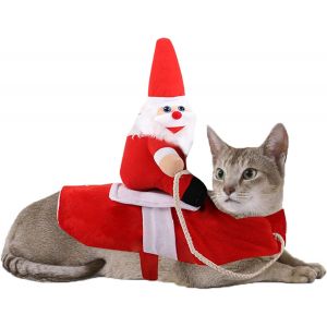 Chien Manteau Habill&eacute; En P&egrave;re No&euml;l,-M, Petit Mignon Manteau De Chat, Chien Chaud Habiller En Hiver, Dr&ocirc;le De Robe De Cadeau Pour No&euml;l, F&ecirc;te, Anniversaire - Neuf