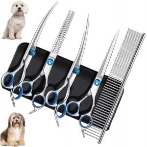 Jgd-Ciseaux Toilettage Chien Professionnel, Kit Ciseaux De Toilettage Pour Chat Animaux, Ciseaux &Agrave; Effiler Pour Animaux De Compagnie, Pour Couper Les Poils, Cheveux Salon Bricolage - Neuf