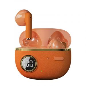 &Eacute;couteurs Bluetooth sans fil, style r&eacute;tro, &Eacute;couteurs semi - auriculaires, grand &eacute;cran num&eacute;rique, ultra longue endurance, interface type - C universelle，orange - Neuf