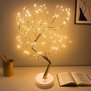 SUBZONAL-Arbre Lumineux LED, 108 LED Lumi&egrave;re d'ambiance int&eacute;rieur, Lumi&egrave;re d'arbre de No&euml;l aliment&eacute;e par Batterie USB pour Salon, Nouvel An, No&euml;l, d&eacute;coration de P&acirc;ques(Blanc Chaud) - Neuf