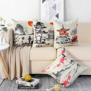 Lot De 4 Housses De Coussin (45 X 45 Cm), En Polyester Et Lin, Décoratives Pour Canapé, Voiture, Maison - Neuf