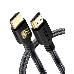 Câble HDMI 4K de 2 m|Haute vitesse,en nylon tressé et connecteurs plaqués or,4K @ 60Hz,Ultra HD,2K,1080P,compatibilité ARC & CL3|pour ordinateur portable et bien plus encore - Neuf
