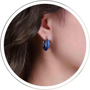 Kal-Boucles D'oreilles Créoles Vintage En Émail Vert Boucles D'oreilles Huggie Torsadées Vertes Boucles D'oreilles Créoles Épaisses Et Épaisses En Forme De U Bijoux Pour Femmes Et Filles - Neuf