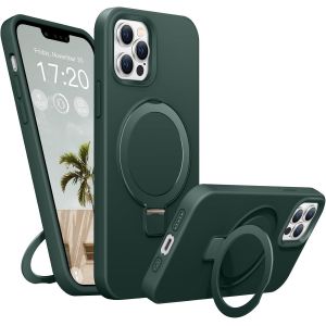 Maa-Coque Silicone Liquide Pour Iphone 13 Pro Max, Anneau De Support Magnétique, Étui De Protection Antichoc 4 Couches, Doublure En Microfibre Souple Antirayures Pour Iphone 13 Pro Max(Vert) - Neuf