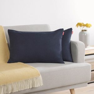 CAUC-Housse Coussin canape 30x50 cm - Lot de 2 - Housse Coussin 30x50 cm en Chenille Douce avec Fermeture &eacute;claire cach&eacute;e - Protection d&eacute;corative certifi&eacute;e Oeko-Tex - Entretien Facile - Bleu fonc&eacute; - Neuf