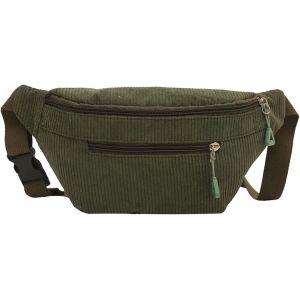 TRAHOO-Sac Banane Velours C&ocirc;tel&eacute;, Sac de Poitrine en Velours C&ocirc;tel&eacute;, Sacs de Ceinture de Couleur Unie, Sacs Banane Zipp&eacute;es et Bandouli&egrave;re avec Sangle R&eacute;glable (Vert fonc&eacute;) - Neuf