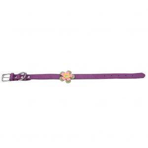 Hjlian Collier Pour Chien A Trois Couches En Pu Souple Avec Strass Et Fleurs, Violet, Taille Xs - Neuf