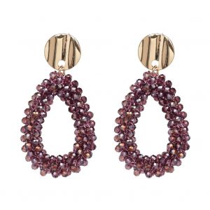 Boucles D'oreilles A Tige Geometriques En Alliage Pour Femme, Bijoux Delicats Et Delicats (Violet) - Neuf