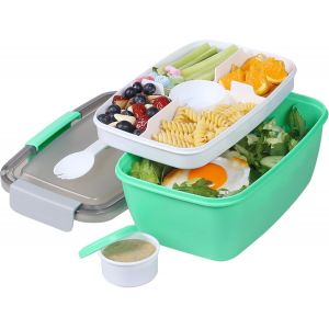 To Go Récipient À Salade Avec Bol À Salade De 2l, Grande Boîte À Déjeuner Bento Avec Couvercle, Sans Bpa, Passe Au Micro-Ondes Et Au Lave-Vaisselle - Neuf