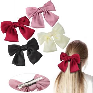 Shiliu-Lot De 4 Pinces À Cheveux En Satin Avec N?Ud Pour Cheveux Pour Femmes Et Filles - Accessoires Pour Cheveux Pour Mariage, Fêt[ - Neuf