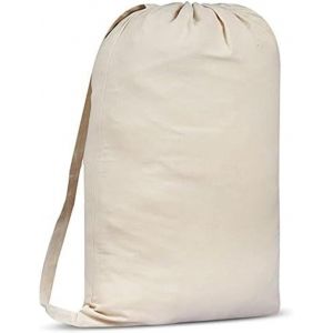 MEVRONISSHOP-Sac &agrave; linge en toile de qualit&eacute; sup&eacute;rieure avec bandouli&egrave;re, 75 x 56 cm, 40 L, 100% coton, tissage en tissu, tr&egrave;s r&eacute;sistant, cordon de serrage avec verrouillage, lavable en machine - Neuf