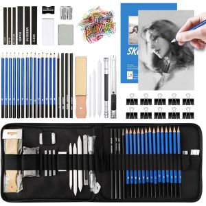 Mevronisshop-Kit Professionnel De Crayons De Dessin, Fusain, Outils Et Gomme, Carnet &Agrave; Dessin, Art Supplies Pour Artistes, &Eacute;tudiants, D&eacute;butants - Neuf
