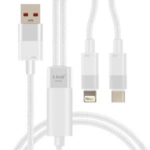 Câble de Charge et Synchronisation USB vers Lightning et USB-C 60W LinQ Blanc - Neuf