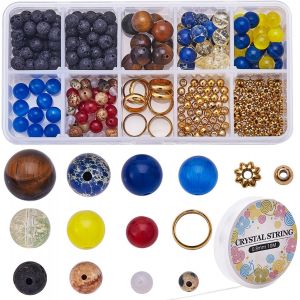300pcs + Kit De Fabrication De Bracelet Galaxy Guardian Avec Système Solaire Comprenant 100pcs Perles De La Planète Et 100pcs Pierres De Lave Et 100pcs Perles D'espacement Pour Femmes - Neuf