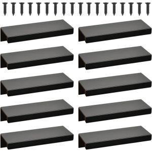 YUJTG-10PCS Poignée Cuisine Noir 8CM Poignee Cuisine Invisible Noir avec Vis Poignee Meuble Cuisine Cachée Poignée Meuble Cuisine pour Bureaux Tiroirs Armoires - Neuf