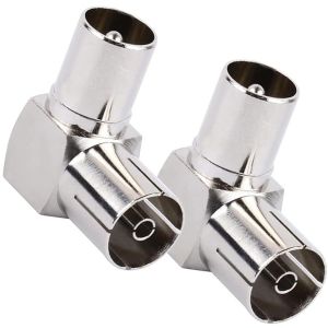 LETNERNY-Lot De 2 Connecteurs Pal M&acirc;le Vers Femelle, Adaptateur Coaxial D'Antenne Tv, Connecteur Coaxial Rf &Agrave; Angle Droit, Adaptateur D'Antenne Tv Coaxial Rf &Agrave; Angle Droit, Pour T&eacute;l&eacute;v urs Muraux - Neuf