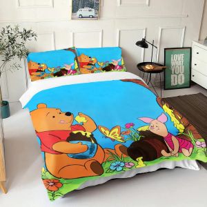 Parure De Lit Winnie L'ourson Avec Housse De Couette Et Taie D'oreiller 3d Pour Enfant, Universelle Et Adaptée Aux Enfants - Neuf