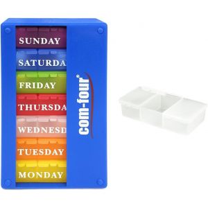 Distributeur De Médicaments 7 Jours En Anglais-Distributeur Hebdomadaire Pour Le Matin,Le Midi,Le Soir-Pilulier À 3 Compartiments Pour Les Déplacements [Anglais] (Bleu Foncé) - Neuf