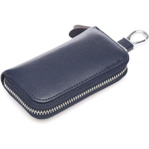 Etui Porte-Clé Cuir,Etuis Porte-Clés de Voiture,Porte Clef Cuir,Portefeuille,Porte-clés avec Crochet en métal Et Fermeture éclair,Pochette Porte Cles Avec 6 crochets.[D41] - Neuf