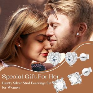 Boucles D'oreilles Femme Argent 925, Boucle D'oreille Femme Or, Piercing Oreille Cartilage Femme, Hypoallerg&eacute;niques Boucles D'oreilles Avec 5a+ Zircone[Bou9242267] - Neuf