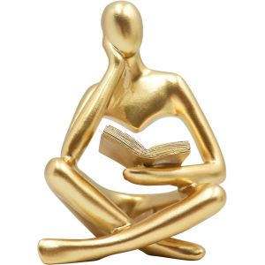 Sjzg-Statue Dorée De Femme Lisant, Sculpture Penseur, Ornement D'art Abstrait, Figurine Décorative Moderne, Idéale Pour Salon, Chambre, Bureau, Étagère Ou Table - Neuf