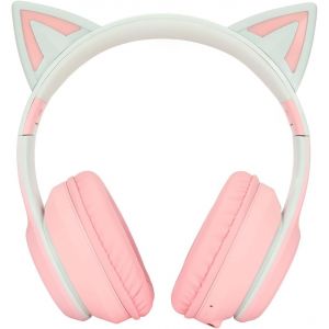 MEVRONISSHOP-couteurs Bluetooth Cat Ear avec Microphone &Eacute;couteurs d'oreille de Chat sans Fil Pliables avec Lumi&egrave;re LED Prend en Charge la Connexion sans Fil et Filaire Bluetooth-Kopfh&ouml;rer - Neuf