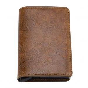 HJLIAN Pochette tendance pour carte d'identite, porte-cartes bloquant les RFID, portefeuille en cuir, cadeaux pour hommes, abricot - Neuf
