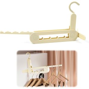 Letnerny-Cintre Pliable Voyage, Porte Cintre Mural Pliable Avec 13 Trous, Portable Porte Manteau Patere Porte Pour Balcon, Salle De Bain, Buanderie, Hôtel, Appartement (Beige) - Neuf