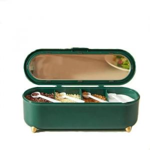Boîte D'assaisonnement Pour Fournitures De Cuisine En Plastique 4 Compartiments, Avec Boîte D'assaisonnement À La Cuillère¿Vert¿ - Neuf