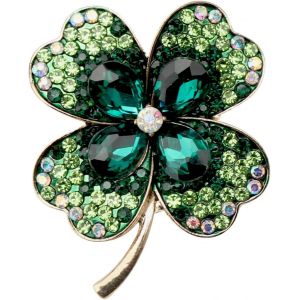 Kjdal-Broche Femme,Broche Trefle A 4 Feuilles,Broches Pour Vêtements Avec Boîte Cadeau,Broche Élégante Fleur À Épingler Femme Cristal,Broche Strass Pour Costumes Sacs Chapeaux Fêtes Mariages - Neuf