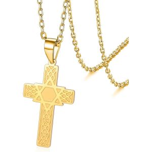 Tianyi-Croix &Eacute;toile De David Pendentif Collier Pour Hommes Femmes Crucifix Croix Pendentif Avec Hexagone Religieux Juif Christian Protection Bijoux Cadeau - Neuf