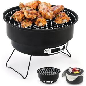 Ulteronixshop-Barbecue Portable Mini Barbecue Pliable Barbecue &agrave; Charbon avec Sac Isol&eacute; pour Camping,Pique-nique, Jardin, Terrasse, Voyage-26&times;26&times;18cm - Neuf