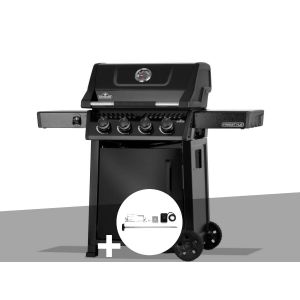 Barbecue gaz Freestyle 425 noir 4 br&ucirc;leurs avec porte et br&ucirc;leurs inox + R&ocirc;tissoire - Napol&eacute;on - Neuf