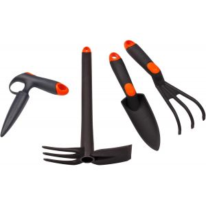 Ulteronixshop-Kit d'entretien Outils &agrave; Main de Jardin pour Plantes et Jardinage - B&acirc;ton de Plantation - Truelle de Fleurs - Double Binette - Mini R&acirc;teau - Plastique Renforc&eacute; de Fibre de Verre - Neuf