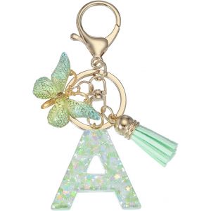 KAL-Porte-Cl&eacute;s En R&eacute;sine Avec Pendentif Papillon En Forme De Lettre Initiale De L'Alphabet Pour Femme - Accessoires Pour Sac &Agrave; Main, Sac &Agrave; Main - Neuf