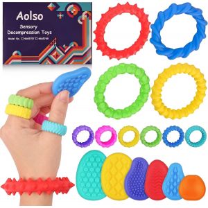 KAL-Bracelets Anti Stress, 16 Jouets Sensoriels Fidegt Toys Extensibles Jouets Sensoriels Pour Enfants Bracelet Sensoriel En Silicone Pour Soulager Le Stress Et Soulager L'Anxiété - Neuf