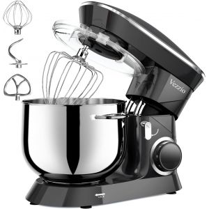Robot Pâtissier Robot Cuisine Multifonctions 8.5L Robot Pâtissier1500W 6 Vitesses Robot Pétrin Professionnel Faible Bruit Vec Crochet Pétrin,Batteur Plat,Fouet À Fils (Noir) - Neuf