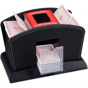 M&eacute;langeur De Cartes Noir &Eacute;lectrique,Cuir,4 Jeux De Cartes,M&eacute;langeur Automatique De Cartes Pour M&eacute;langer Les Cartes,Standard - Neuf
