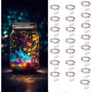 Guirlande Lumineuse Led À Piles,22 Pièces,Fil De Cuivre Coloré,1 M,10 Led,Blanc Chaud,Éclairage De Noël Pour Chambre À Coucher,Fête,Mariage,Jardin,Décoration Intérieure Et Extérieure - Neuf