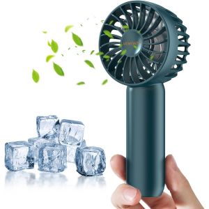 Ventilateur &agrave; main portable Mini, rechargeable 2500mAh, 3 vitesses, sans pale, portable, vert, petit - Neuf