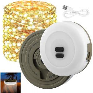 Jgd-Guirlande Lumineuse De Camping, 10m Escamotable Guirlandes Lumineuses Ext&eacute;rieures Avec 3 Modes D'&eacute;clairage, Rechargeable Lampe Camping Exterieure, Lumi&egrave;res De Camping &Eacute;tanches Portables - Neuf