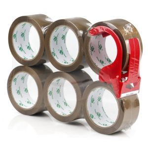 Checarzhn--No1-Lot De 6 Rouleaux De Ruban Adhésif Marron 48 Mm X 66 M Pour L'emballage De Paquets, Boîtes, Cartons, Expéditions | Ruban D'emballage Marron - Neuf
