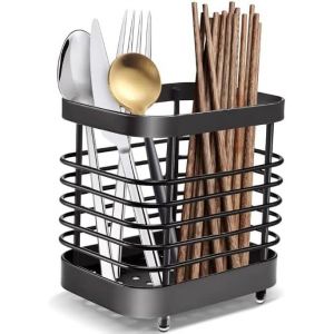 Eryi-Panier À Couverts En Acier Inoxydable,Egouttoir Couvert Acier Inoxydable, Support D'ustensiles De Cuisine Pour Ranger Les Couteaux, Fourchettes, Cuillères Et Baguettes Dans La Cuisine,Noir - Neuf