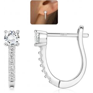 Kal-Boucles D'oreilles Créoles Or 14 Carats Pour Femmes Boucles D'oreilles Argent Sterling 925 Hypoallergéniques Or Épais Créoles Aaa + Cz Petites Boucles D'oreilles Or/Argent Pour Femmes - Neuf