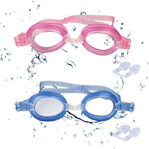 Letnerny-Lot De 2 Lunettes De Natation &Eacute;tanches Transparentes Avec Sangle De T&ecirc;te R&eacute;glable En Silicone Pour Enfants De 3 &Agrave; 12 Ans (Bleu + Rose) - Neuf