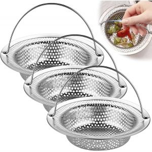 Jgd-Lot De 3 Filtres &Eacute;vier Cuisine En Acier Inoxydable, Grille Evier Passoire Cuisine Avec Poign&eacute;e De, Pour &Eacute;viers, Lavabos Et Douches, Diam&egrave;tre Ext&eacute;rieur 11cm, Int&eacute;rieur 8cm, Hauteur 2cm - Neuf
