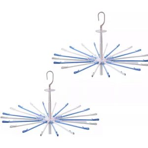 KGABERY-Lot De 2 Étendoirs À Linge Pliables En Forme De Parapluie,Étendoir Rotatif,Cintre Coupe-Vent Pour Serviettes De Bébé Avec 20 Clips,Pour Chaussettes,Sous-Vêtements,Culottes,Vêtements De Bébé - Neuf