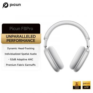 Picun F8 Pro ANC casque sans fil suivi de la t&ecirc;te Audio spatial 3D-52dB ANC HIFI Bluetooth casque ENC HD micro application &agrave; faible latence - Silver - Neuf