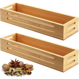 Cmwx-2 Pcs Porte Epices Cuisine Murale, &Eacute;tag&egrave;re &Agrave; &Eacute;pices De Cuisine En Bois, Porte-&Eacute;pices &Eacute;tag&egrave;re Cuisines, Etagere Murale Rangement Pour Placard Canettes, Pots Ustensiles De Cuisines(31,8x8,4x5,1 Cm - Neuf